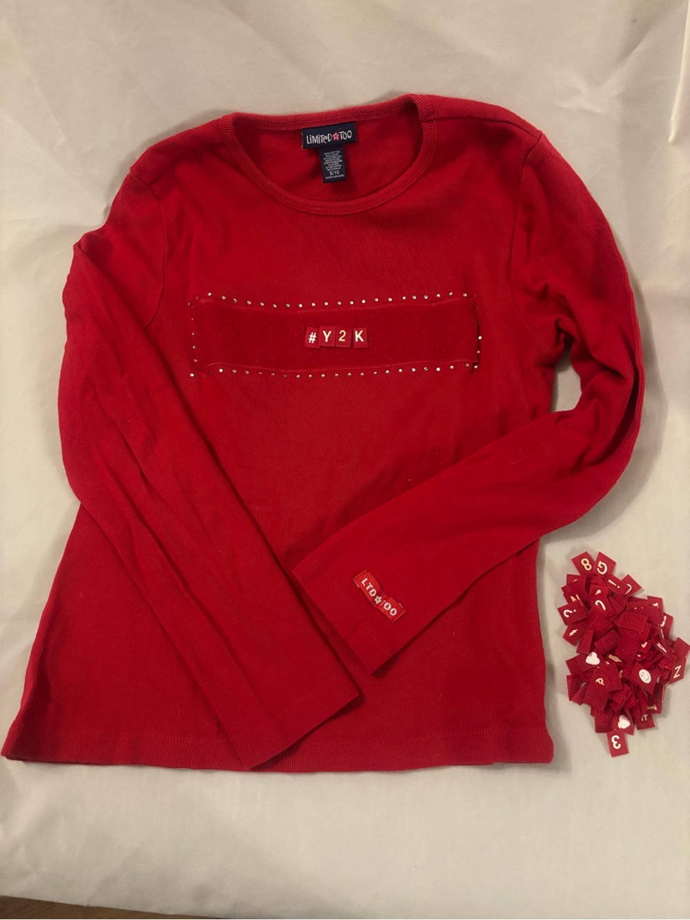 Limited Too Bright Red Y2K Graphic Long Sleeve Tee